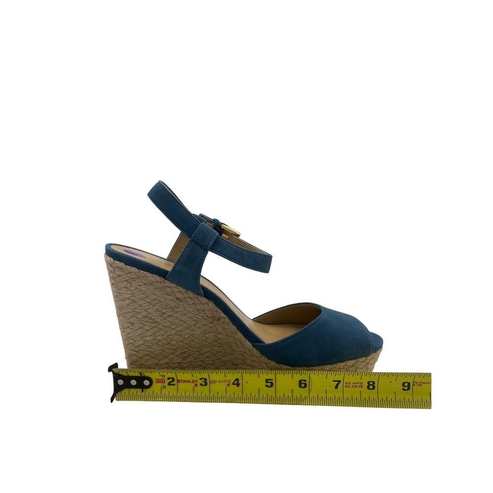 Michael Kors Blue Suede Espadrille Wedge Sandals Womens 8.5M New In Box G664SP - Picture 7 of 9